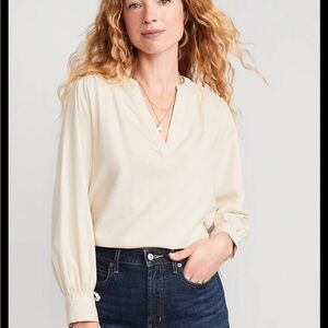 Old Navy The Classic Shirt Elegant Cream Cotton Top